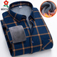 Montagut 2025 plaid winter men's long-sleeved shirt plus velvet trendy casual shirt warm new thickened middle-aged inch shirt 9906 L