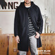 Maden Workwear American retro college style wool woolen coat hooded warm mid-length wool jacket men's winter navy blue M (170)
