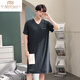 Zhulu Summer Modal Nighthawn Herren Dünn integriert 200 Jin [Jin entspricht 0,5 kg] kann einen langen Stil von Long Herren und Fett plus großer Nachthemd -Männer -Anus 844 Black XL tragen, das für 130+160 Jin geeignet ist [Jin gleich 0,5 kg]
