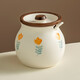 Onlycook lard jar ceramic high temperature resistant household chili oil jar with lid and spoon oil chili jar oil storage tank chili jar old-fashioned small yellow flower medium size (660ml with lid and small spoon)