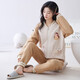 Camisa cómoda para mujeres, mangas largas de algodón puro de invierno, otoño e invernal de calidez delgada de algodón de algodón de algodón delgada, ropa para mujeres cálidas para el hogar MC15275 XXL (recomendado 135-150jin [Jin es igual a 0,5 kg])