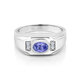 GEM STONE KING men's ring 1.32 carat blue purple tanzanite 925 silver set with white sapphire wide men's ring US size 7