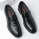 Portures leather shoes men's British slip-on business casual shoes lightweight soft sole Loaf formal shoes men 9526 black 39