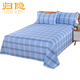 Pure cotton old coarse cloth mat thickened bed sheets single piece cotton linen double single student dormitory full cotton three-piece set kang single summer sunset gray grid 2.0*2.3 meters bed sheets [suitable for 1.5 beds]
