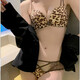 KJ文胸无钢圈前扣美背内衣女小胸聚拢性感豹纹上薄下厚文胸套装 1098黑豹纹【套装】 75B =34B