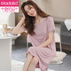 Modal summer nightgown for women short-sleeved thin pajamas 2025 new summer large-size skirt ice silk home skirt with chest pad X9249 breastless pad 2XL (175)