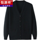 Hengyuanxiang (Zhengui Zongxiang) Grandpa wool cardigan sweater men's middle-aged and elderly men's clothing Dad thickened long-sleeved knitted sweater solid color jacket spring and autumn 897 plus thin velvet burgundy 180[145-160Jin[Jin equals 0.5 kg]]