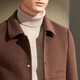 ANTONIO [Customized doppelseitig] Neue Herbst- und Winter-Revers-Wolljacke für Herrengeschäft, die kurze einbrustige Jacke Camel 52 (180/96A) pendelt.