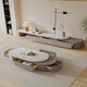 
Dice coffee table TV cabinet light luxury modern cream style living room household small apartment rock table tea table TV cabinet combination telescopic TV cabinet