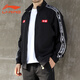 Li Ning jacket, men and women, 2024 new cardigan, long-sleeved loose casual couple knitted sports jacket, AFDS983 elegant black [same style] M