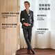 G MONS Australian wool suit men's navy blue double-breasted wedding groomsmen business formal suit complete set for men 0671 black top + pants 52