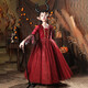 Xiao Ka Yi Nong Halloween children's costume girl dress character little girl dance cosplay witch vampire costume Halloween burgundy costume + hat + shawl 140