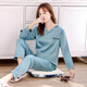 Modal Ice Silk Pajamas Printemps et été sexy Sexy à manches longues à manches longues Satin Casual Loose Implice de vêtements 9901-HULU BLUE [pantalon à manches longues] M [80-100jin [Jin est égal à 0,5 kg]]]