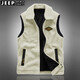 JEEP SPIRIT Vest Men's 2025 Autumn and Winter Casual Fashion Velvet Vest Waistcoat Warm Jacket Off-White XL