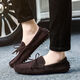 Leili Caesar Spring and Autumn New Beanie Shoes Men's Casual Leather Shoes Men's Korean Style All-match Lazy Leather Shoes Dark Brown 677 41