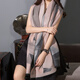 BuyYii summer air-conditioned room office cloak thickened large shawl long warm versatile autumn and winter shawl scarf for women, geometric gray pink
