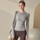 LULULMCCTN long-sleeved yoga top women's round neck outdoor running sports T-shirt Pilates training suit thin lilac gray L