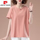皮尔卡丹（pierre cardin）中年夏装短袖t恤女纯,棉薄款尺码宽松休闲胖m显瘦百搭上 白色【9896款】棉95%氨纶5% L 100-115斤