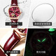 Olevs (OLEVS) Suisse certifiée Top Ten Watches for Women's Mechanical Watchs Full Automatic Imageproofing and Luminal Creux Trendy Diamond-Set Woar's Watch Olevs-6636 Wine Red Leather Rose Red Graving Free Graving
