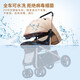 Haowei baby stroller can sit and lie down, two-way portable stroller 0-3 years old, lightweight BB stroller (the whole car is washable) Khaki + flagship model + two-way sit and lie down + music tray (the whole car is washable)