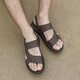 Sandales dynamiques de chameaux allemandes Chaussures de plage en cuir véritable masculin sandales en cuir masculin sandales à double usine Nouveau style vache à vaches douces chaussures de papa à la mode anti-odor non glisser et respirant 691 marron (taille de chaussure en cuir standard) 41