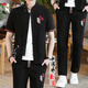 
Woodpecker (TUCANO) summer new men's Tang suit T-shirt Hanfu linen suit cotton linen Chinese style short-sleeved clothes Father's Day gift Black T12 Buddha [top + pants = 2 pieces in total] XL