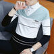Sweat-shirt à revers Gtyuwvg avec velours / pas de velours à ressort et à col à col à manches longues à manches longues à manches à manches longues à manches à manches longues Fake Two-onal Base Shirt Plus Velvet 6627 Blue M recommandé 90-110jin [Jin est égal à 0,5 kg]