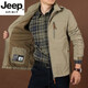 JEEP SPIRIT high-end autumn and winter new plus velvet jacket men's waterproof breathable assault top middle-aged large size cotton coat jacket for men 8818 military green plus-velvet L