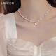 Lnieer Baroque Freshwater Pearl Necklace Women's Light Luxury Niche 2025 New Hot Style French Love Pendant Clavicle Chain Love Freshwater Pearl Necklace
