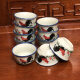 Tillerson Chicken Male Bowl Covered Bowl Retro Style Porcelain Blue and White Porcelain Kung Fu Tea Set Ceramic Tea Cup Rooster Household Green Chicken Tea Cup 10 pcs