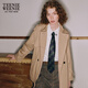 Teenie Weenie stockless bear autumn and winter college style medium-length windbreaker jacket for women Khaki S 160