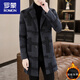 ROMON new winter woolen coat men's mid-length plus velvet warm windbreaker casual men's woolen coat light gray 3XL