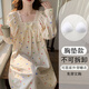 Nanbowan 2024 new spring and autumn long-sleeved polka dot women's nightgown with chest pad integrated large size pajamas pregnant women's home clothes 16857 without chest pad M (recommended weight 80-100 Jin [Jin equals 0.5 kg])