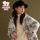 Fuluo Mi Girls' Woolen Coat Winter Padded Warm Children's Horn Button Hooded Jacket Apricot Check 150cm