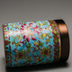 Rongshantang enamel ceramic tea can outdoor metal lid sealed can storage bucket travel portable tea can Baoxianghua enamel tea can-blue bottom mini style