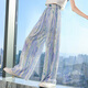 Pitt Pitt Girls Sommerhosen 2025 Neue dünne Weitbeinhose Kinderkühle Hosen Girls's Sommereiseis Mücke Abtriebshosen 15090 Krawattenfarbstoff lila + 9889 Weiß [Set] 150 cm