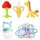 Baby Deer Teething Glue Stick Baby Manhattan Hand Ball Bite Toy Silicone 4 Can Be Boiled for 6 Months Giraffe + Strawberry