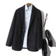 Mushi, Herbst und Winter doppelseitige Herrenjacke 100% Wollmantel, Herrenanzugkragen, fester Farbknopf äußere Verschleiß Zy3012 Schwarz XL