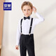 
Romon children's dress June 1st performance suit boy graduation host long sleeve trousers strap suit black 170