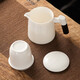 Yuanxi mutton-fat jade white porcelain teapot single pot large tea water separation high-end ceramic Kung Fu tea set anti-scalding tea making 400ml 01 mutton-fat jade Muyun three-piece set