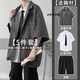 以舟夏季薄款青少年高中生成人礼服西装学生DK西服套装男外套衬衫宽松 黑027西服+衬衫+九分裤+免打领 2XL关注贈胸针