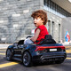Yijing Audi children's electric car four-wheeled, can sit on a baby's mobile phone remote control four-wheel drive toy stroller swing car top equipped with four-wheel drive black + soft wheel leather seat + large lithium battery + remote control swing + high-end features Standard 12V6000MA aluminum shell lithium battery