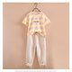 
Aino Round Girls Sports Set Medium-Grand Children's Summer Children's Short Sleeve Sweater Thin Casual Pants Two-Piece Clothes Blue Room Pink 160 Recommended height about 145-155CM