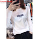 
LOVER RUCCI2025 new spring and autumn summer front shoulder pure cotton white long-sleeved T-shirt for women slim body underwear base shirt T-shirt CX693 white S