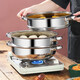 28cm stainless steel steamer, thickened soup and steaming dual-purpose pot, single-layer steaming pot, hot pot, steamed buns and buns pot, induction cooker, gas stove, universal 28cm single-layer soup steamer (electric fungus)