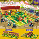 Строительные блоки Timini Vs. Zombie Assembly Bloucts Blustsling Bloorks Farm Battle Maze Set Boys Toys [687+ Простая одежда] Зомби сумасшедший задний двор
