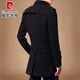 
Pierre cardin woolen coat men's mid-length spring and autumn 2025 new windbreaker thickened men's woolen coat trend black L
