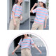 
Aino Round Girls Sports Set Medium-Grand Children's Summer Children's Short Sleeve Sweater Thin Casual Pants Two-Piece Clothes Blue Room Pink 160 Recommended height about 145-155CM