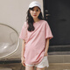 Miduli maternity top wearing large size maternity T-shirt for summer thin mid-length short-sleeved loose maternity dress dark powder L