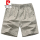 皮尔卡丹（pierre cardin）夏季全棉短裤男5分宽松大码外穿大裤衩印花休闲五分沙滩中裤薄款 豆绿色9215 L